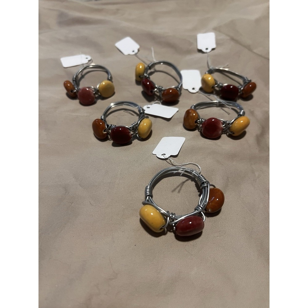 Set 6 Beaded Napkin Rings Napkin Holders‎ Harvest Fall Autumn Colors Table Decor
